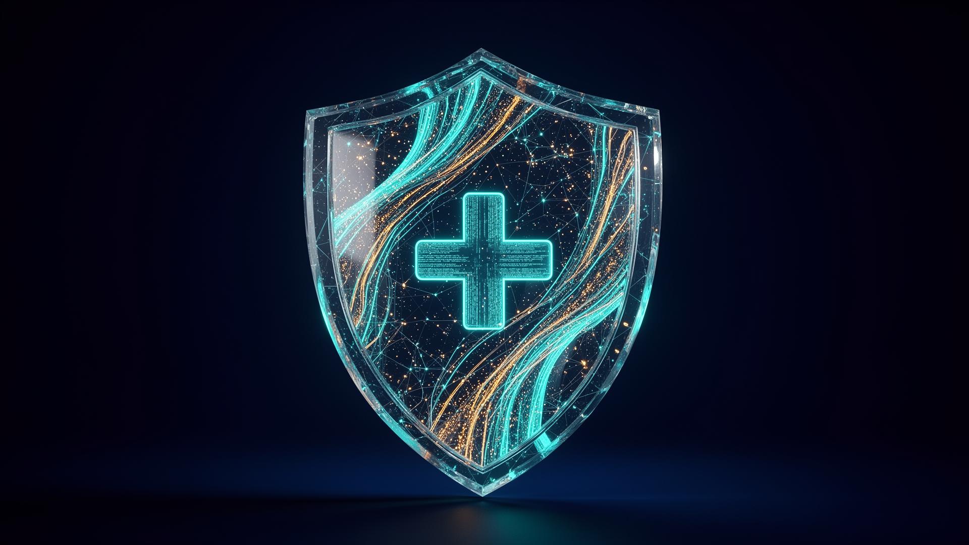 Encrypted shield representing MedDoc's data protection